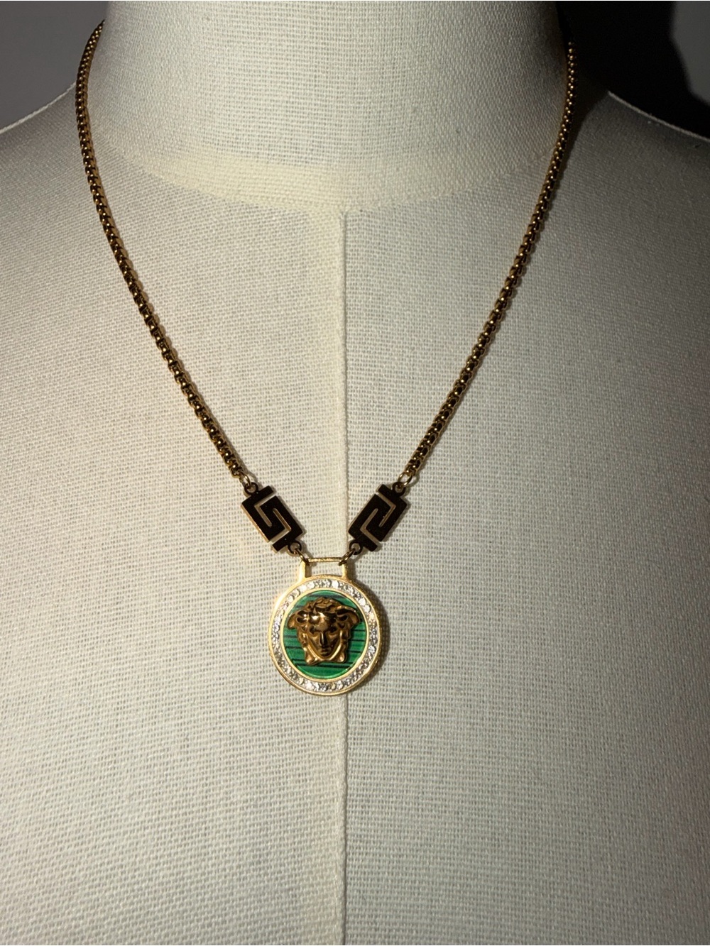 Elegant Versace Necklace with Green Emerald Accent